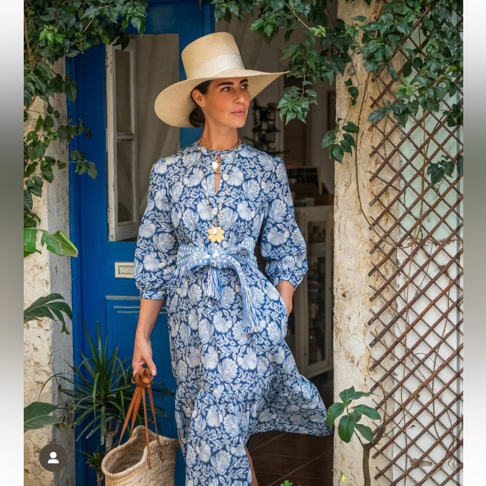 Blue Floral Midi Dress